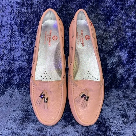 NWOT Marc Joseph Women's Leather Peach/Pink Moccasins.  Size 11. - Picture 2 of 6